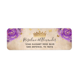 Etiqueta Endereço de devolução Dourado da Rosa Roxa Lavanda