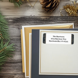 Etiqueta Endereço de devolução Dourado e Marinho Holly