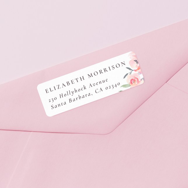 Etiqueta Endereço de Devolução e Nome Personalizado Floral  (Return Address Label Mock-up)