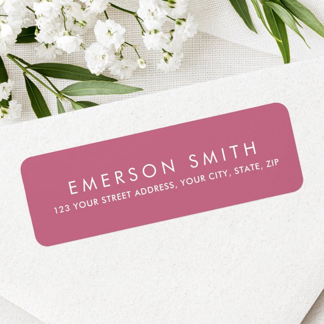 Etiqueta Endereço de devolução elegante rosa moderno minima (Modern rose mauve minimal elegant return address label)