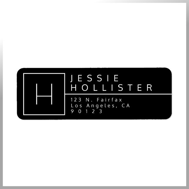 Etiqueta Endereço de Devolução em Branco e Preto (Criador carregado)