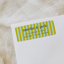 Etiqueta Endereço de devolução em negrito azul e verde Stri