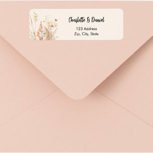 Etiqueta Endereço de devolução em rosa off-white de flor si