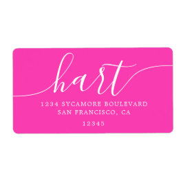 Etiqueta Endereço de Devolução em Script Moderno Rosa Brilh