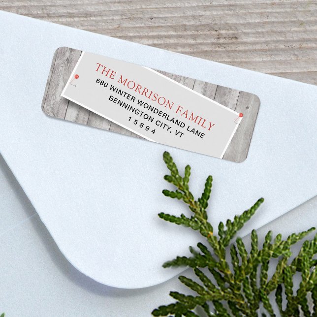 Etiqueta Endereço de Devolução Fixado Rústico (Rustic Holiday Return Address Label)
