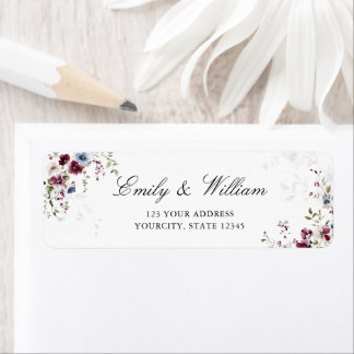Etiqueta Endereço de Devolução Floral de Aquarela Moderna E