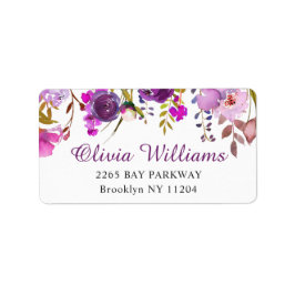 Etiqueta Endereço de Devolução Floral de Cor Floral Violeta