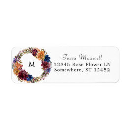 Etiqueta Endereço de Devolução Floral de Folha Laranja e Ma