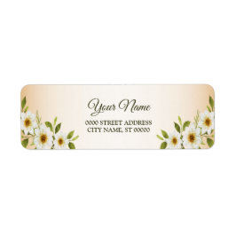 Etiqueta Endereço de Devolução Floral Dourado Branco de Cas