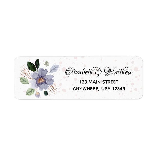 Etiqueta Endereço de Devolução Floral Roxo Elegante (Frente)