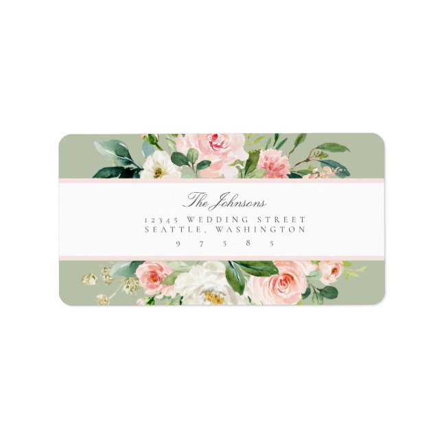 Etiqueta Endereço de Devolução Floral Verde Verde Branco Co (Frente)