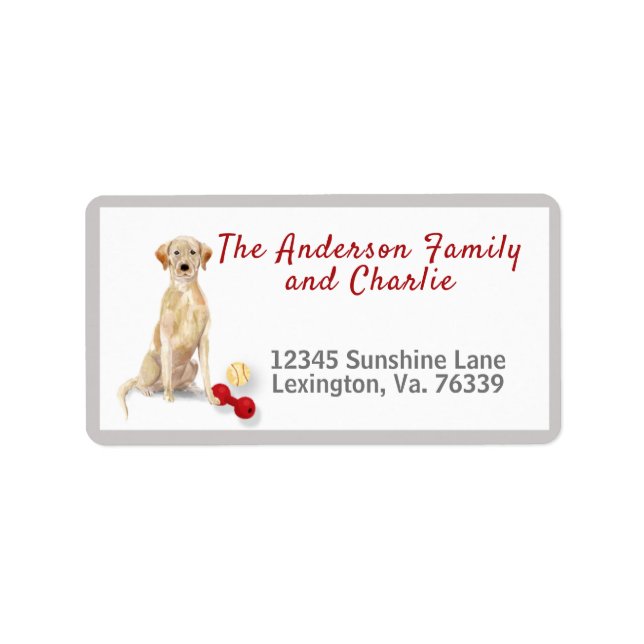 Etiqueta Endereço de devolução inicial do Labrador Retrieve (Frente)