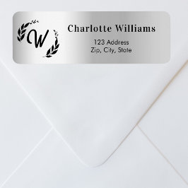 Etiqueta Endereço de devolução inicial monograma prateado