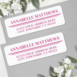 Etiqueta Endereço de Devolução Minimalista Rosa Vibrante