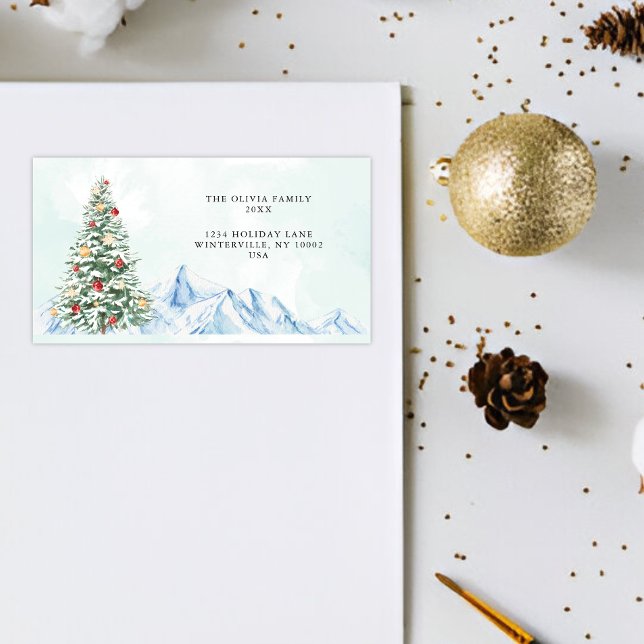 Etiqueta Endereço de devolução mínimo de Natal moderno (Modern Minimal Christmas Holiday Return Address Label)