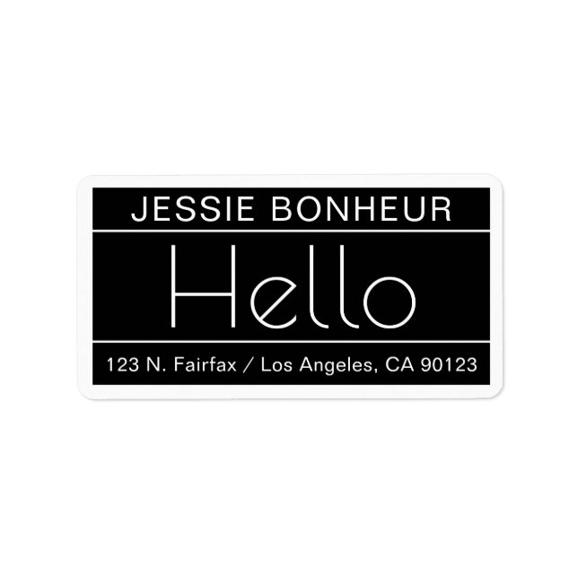 Etiqueta Endereço de Devolução Moderno com a palavra "Olá"  (Frente)