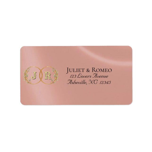 Etiqueta Endereço de Devolução Monograma - Dourado Rosa (Frente)