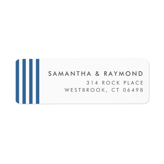 Etiqueta Endereço de Devolução Náutica de Faixa Azul Dusty (Frente)