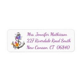 Etiqueta Endereço de Devolução Náutica Floral Roxo da Ancor