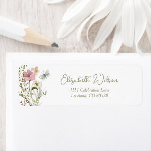 Etiqueta Endereço de Devolução para Chá de Noiva com Flores