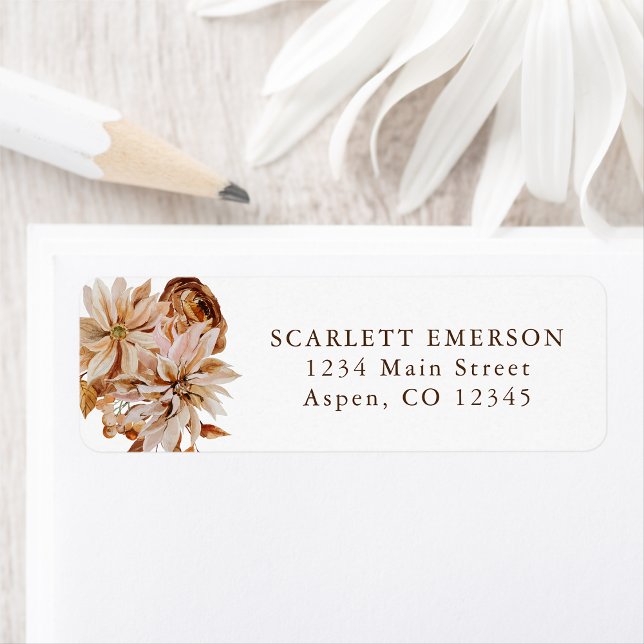 Etiqueta Endereço de Devolução para Chá de Noiva de Outono (Fall Bridal Shower Return Address Label
)