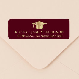 Etiqueta Endereço de devolução para graduação Dourada Elega