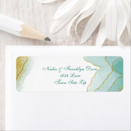 Etiqueta Endereço de devolução para Turquoise Dourado Water