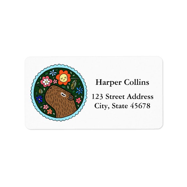 Etiqueta Endereço de Devolução Personalizada de Capybara de (Frente)
