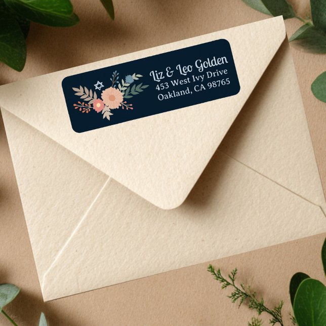 Etiqueta Endereço de devolução PERSONALIZADO desenhado manu (HANUKKAH Hand-Drawn Floral CUSTOM Return Address Label
)
