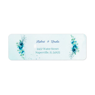 Etiqueta Endereço de devolução personalizado do Flor Azul E