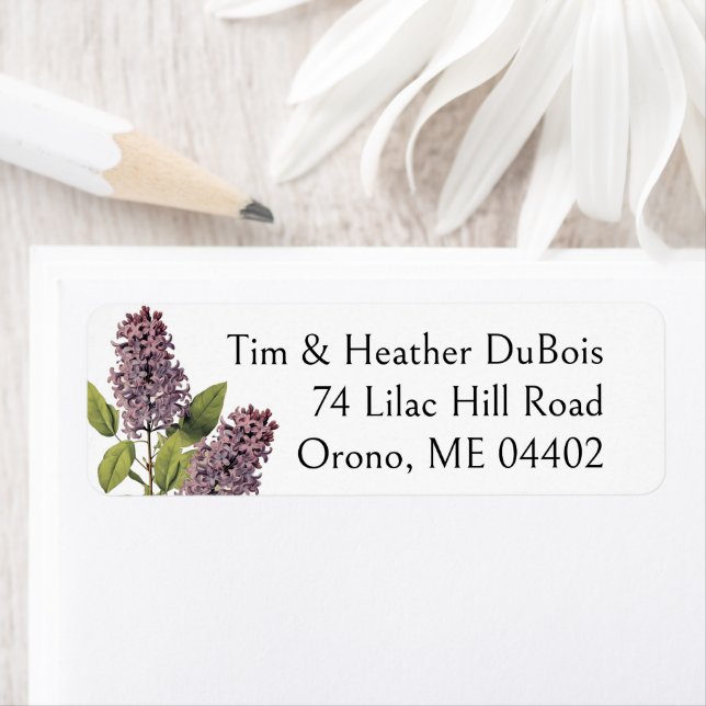 Etiqueta Endereço de devolução personalizado do Flor Lilac  (Insitu)