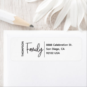 Etiqueta Endereço de devolução personalizado do nome da fam