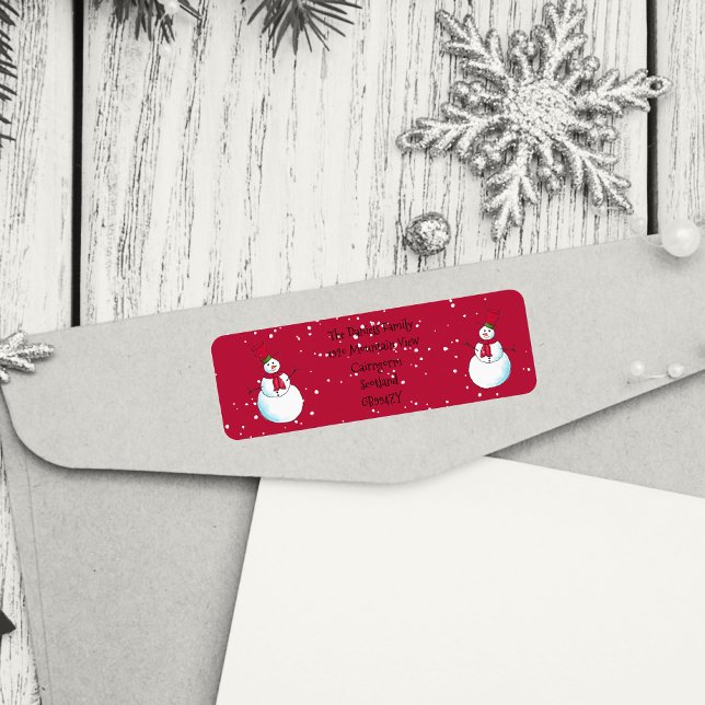 Etiqueta Endereço de devolução personalizado do Snowman de  (Cute Christmas return address labels. Custom made to order.)