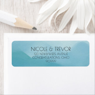 Etiqueta Endereço de Devolução Personalizado em Aquarela Az