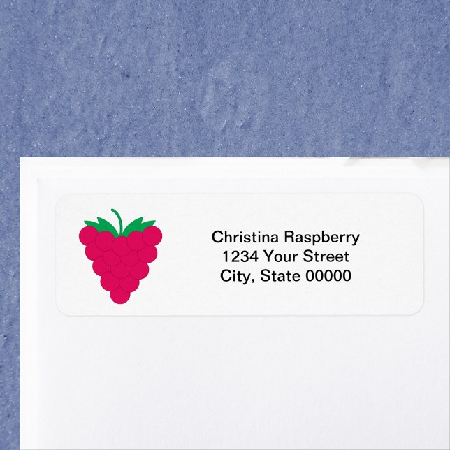 Etiqueta Endereço de Devolução Personalizado Fruta Framboes (A return address label with a raspberry and text you can personalize!)