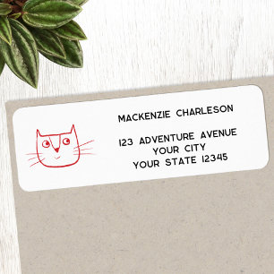 Etiqueta Endereço de devolução personalizado para Cat Carto