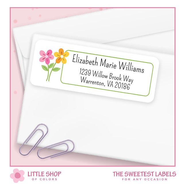 Etiqueta Endereço de Devolução Personalizável Floral Amarel (Criador carregado)