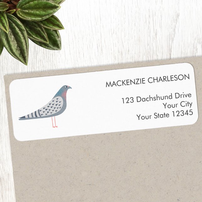 Etiqueta Endereço de devolução Pigeon (Fun homing pigeon bird themed personalized return address sticker label)