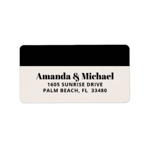 Etiqueta Endereço de devolução preto e branco minimalista m