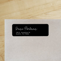 Endereço de Devolução Preto Minimalista Boêmio Mod