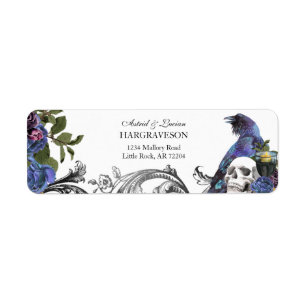 Etiqueta Endereço de Devolução Raven & Skull Purple Goth