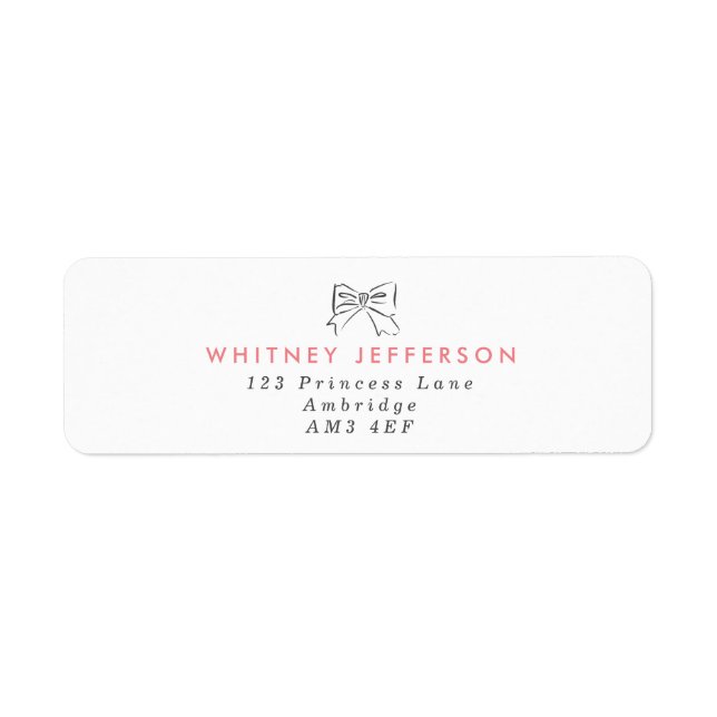 Etiqueta Endereço de devolução rosa de Arco desenhado à mão (Frente)