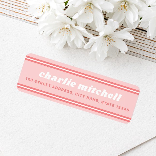 Etiqueta Endereço de devolução rosa morango retrô (Retro strawberry pink return address label)