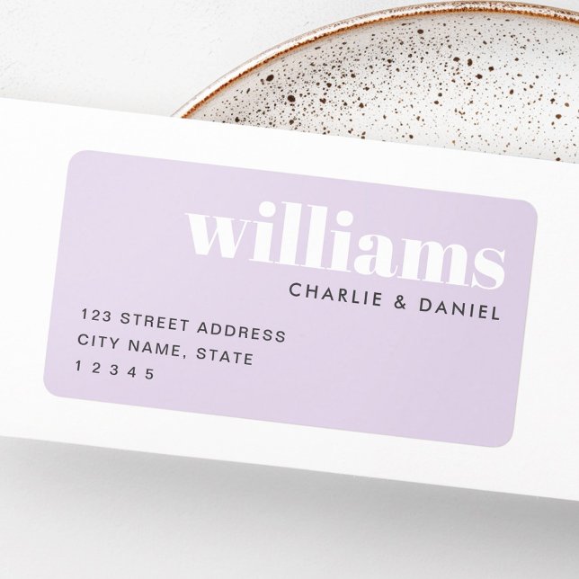 Etiqueta Endereço de devolução roxo claro minimal moderno (Modern minimal light purple return address label)