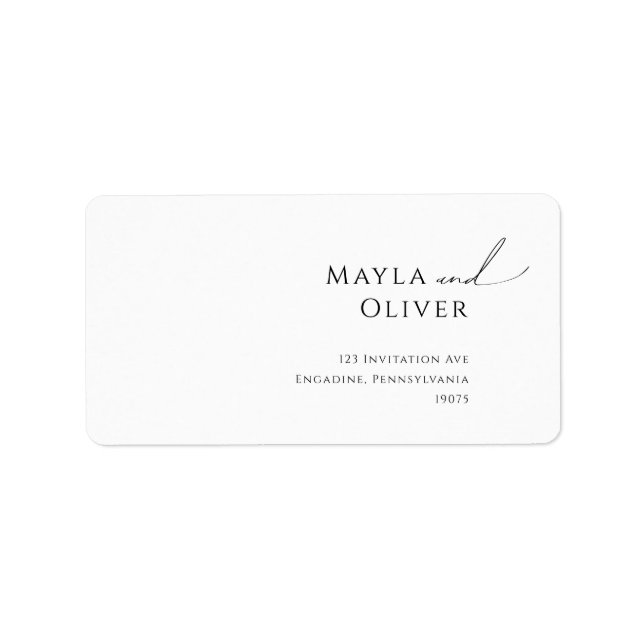 Etiqueta Endereço de Devolução RSVP de Casamento de Script  (Frente)