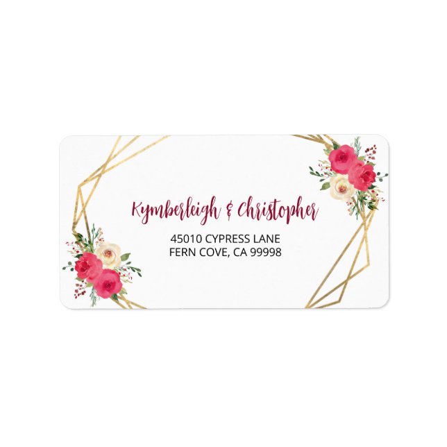 Etiqueta Endereço de devolução RSVP de Casamento Floral Ver (Frente)