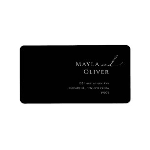 Etiqueta Endereço de Devolução RSVP de Casamento Preto de S