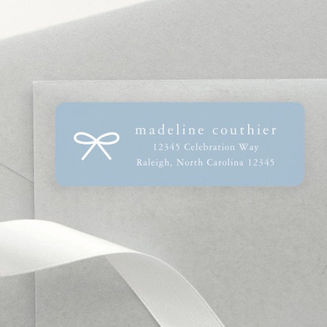 Etiqueta Endereço de Devolução Simples Azul Empoeirado para (Simple bow dusty blue return address labels.)