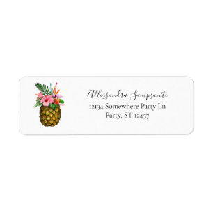 Etiqueta Endereço de devolução Tropical Hawaiian Floral