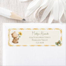 Endereço de Devolução Urso Marrom Girassol Boho